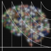 The forgetting curve on the backdrop of a blurred mosaic of a brain made of several books.