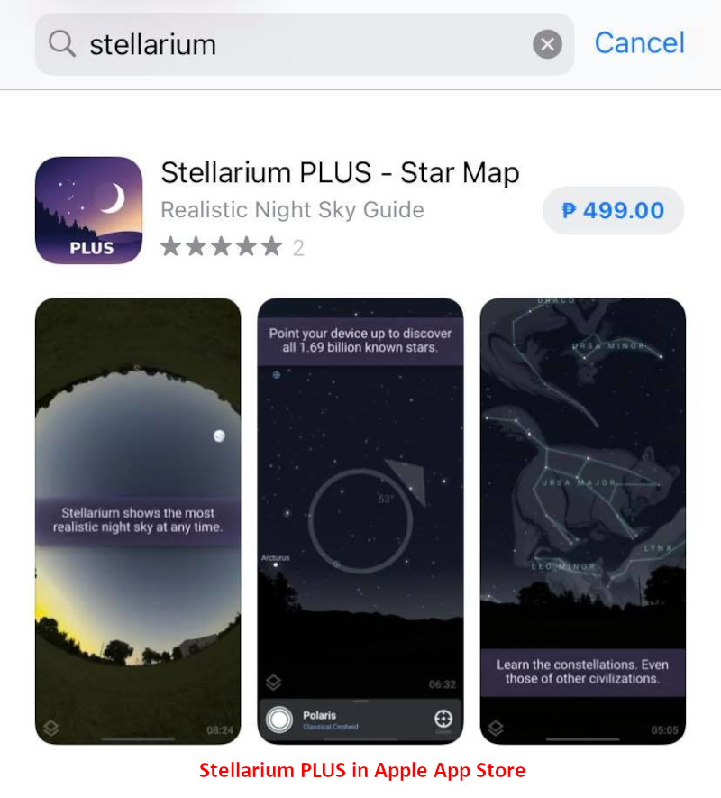 Stellarium PLUS as it appears in search results of Apple App Store